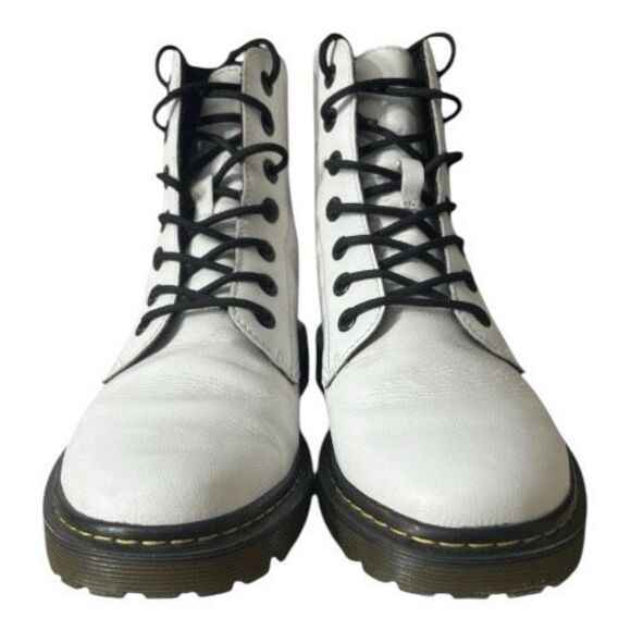Dr. Martens Women Size 11 Luana White Black Boots Lace Up Combat Round Toe AW004 - Picture 3 of 11